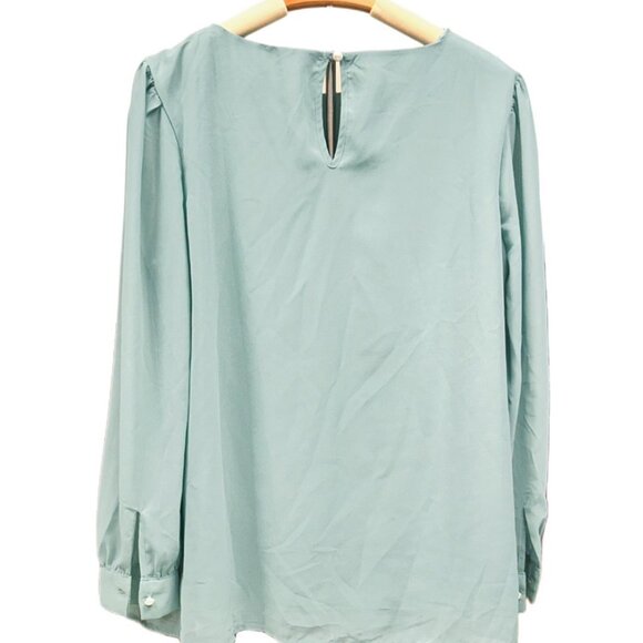 Zenana Light Blue Blouse Lined Flowy Office Workwear Long Sleeve Relaxed Fit XL - Picture 2 of 8